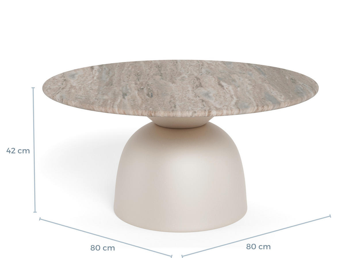 SOFFBORD - grå, Design, metall/sten (80/80/42cm) - MID.YOU