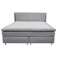 KONTINENTALSÄNG 210/210 cm  i beige  - beige/aluminiumfärg, Klassisk, metall/trä (210/210cm) - Cassando