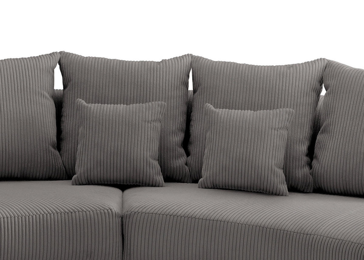 WOHNLANDSCHAFT in Cord Grau  - Schwarz/Grau, Design, Kunststoff/Textil (300/160cm) - Livetastic