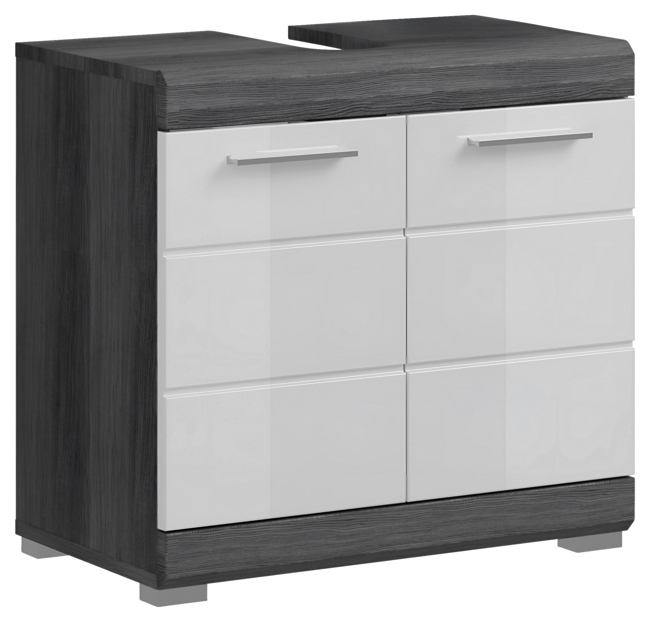 WASCHBECKENUNTERSCHRANK 60/56/34 cm  - Weiß Hochglanz/Anthrazit, MODERN, Holzwerkstoff/Kunststoff (60/56/34cm) - MID.YOU