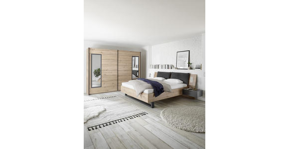 SCHWEBETÜRENSCHRANK in Eiche Artisan - Schwarz/Eiche Artisan, Design, Glas/Holzwerkstoff (270/210/65cm) - Carryhome