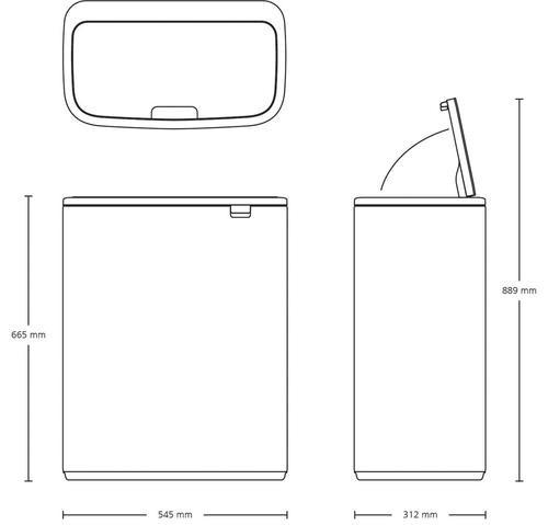 ODPADKOVÝ KÔŠ  2 x 30 l - čierna, Design, kov/plast (54.5/65.6/31.2cm) - Brabantia