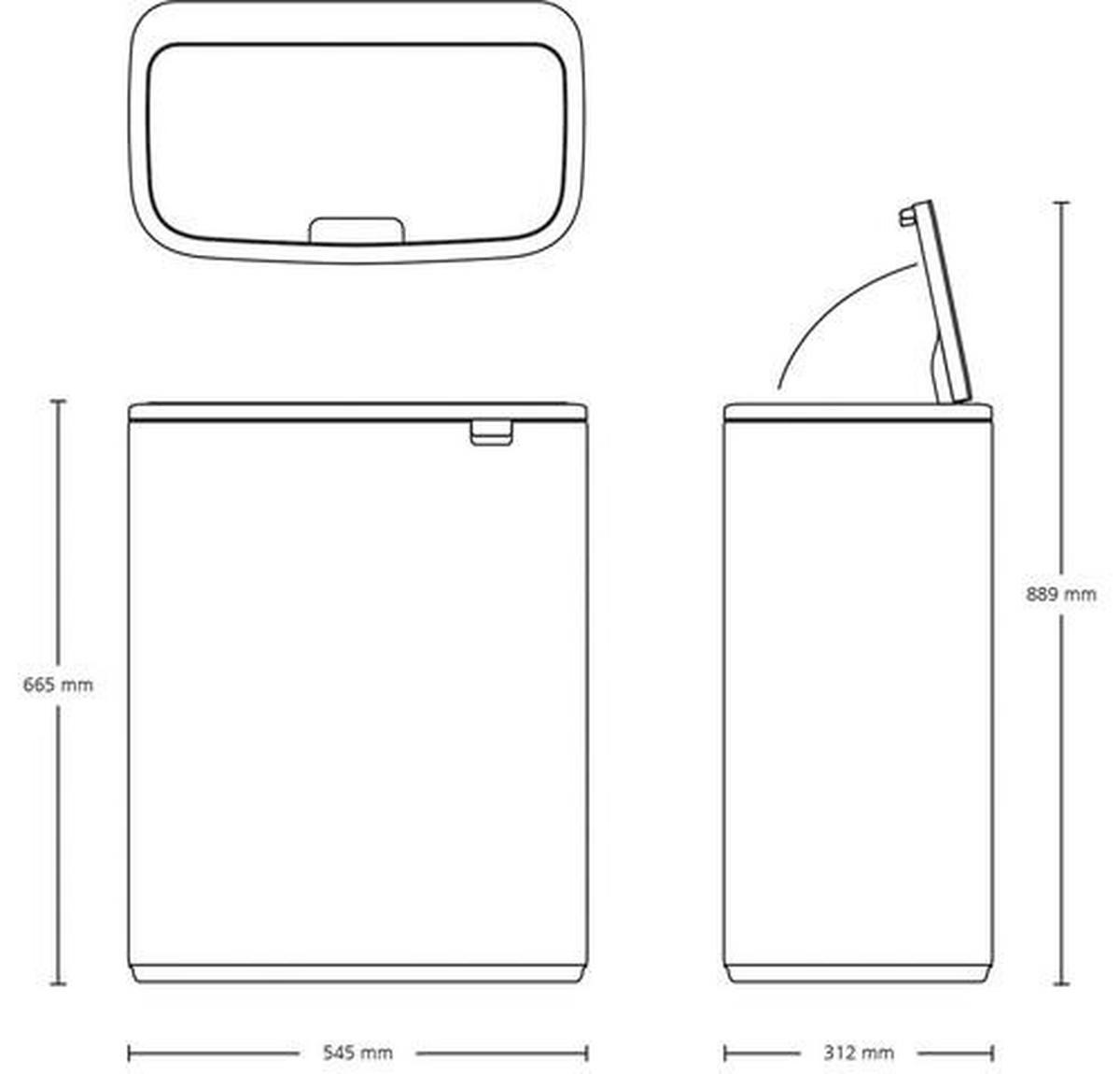 ABFALLEIMER BO TOUCH BIN 2 x 30 L  - Schwarz/Weiß, Design, Kunststoff/Metall (54,5/65,6/31,2cm) - Brabantia
