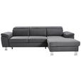 ECKSOFA  in Webstoff Grau  250/167 cm  - Silberfarben/Grau, Design, Textil/Metall (250/167cm) - Xora