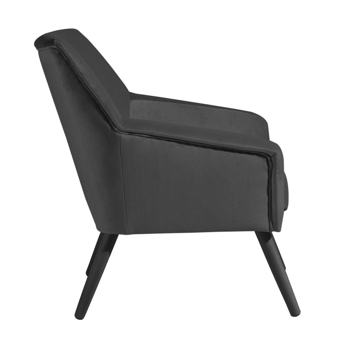 SESSEL in Samt, Velours Anthrazit, Schwarz  - Anthrazit/Schwarz, Design, Holz/Textil (67/81/71cm) - Max Winzer