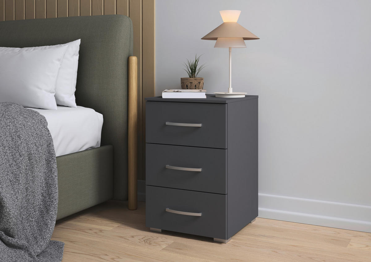 NACHTKÄSTCHEN 40/61/42 cm  in Grau  - Alufarben/Grau, KONVENTIONELL, Holzwerkstoff/Kunststoff (40/61/42cm) - Xora