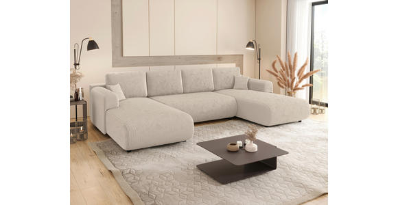 Wohnlandschaft inkl. Funktion Creme Cord  - Creme/Schwarz, KONVENTIONELL, Textil (200/360/200cm) - Xora