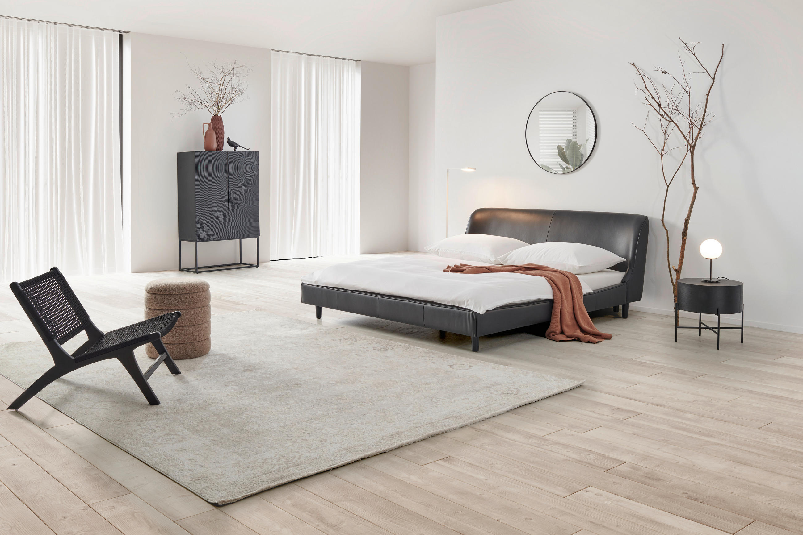 TAPECIRANI KREVET   180/200 cm   crna  - crna, Moderno, koža/drvo (180/200cm) - Livetastic