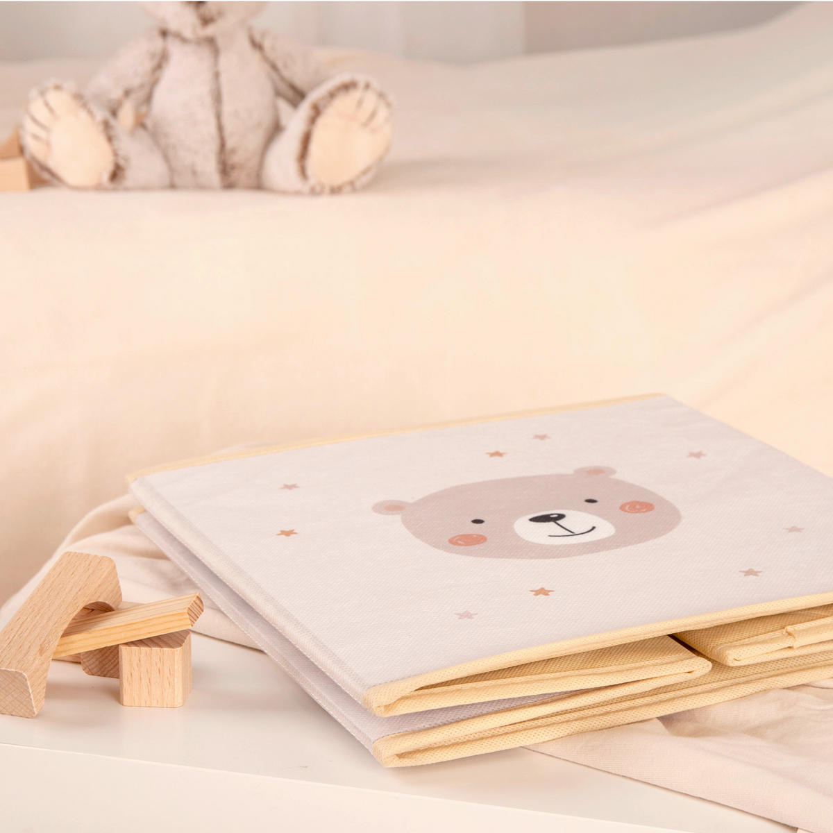 AUFBEWAHRUNGSBOX Little Friends  - Cognac/Perlmutt, Basics, Textil (30/30/30cm) - Herding