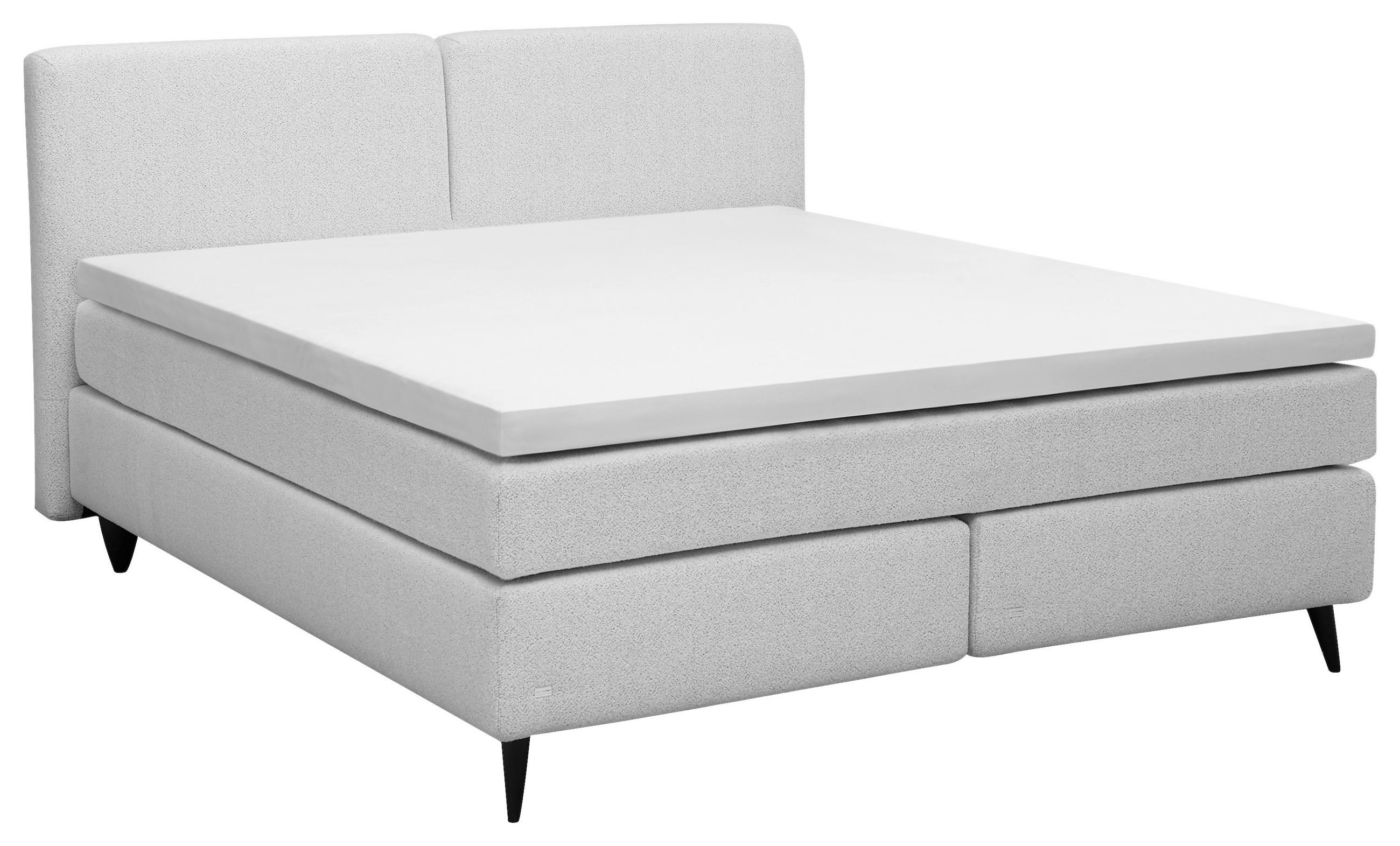 BOXSPRINGBETT 180/200 cm,  in Creme, Hellgrau, Topper, H2 + H3 = mittel + fest  - Creme/Hellgrau, Design, Holzwerkstoff/Kunststoff (180/200cm) - RUF Betten