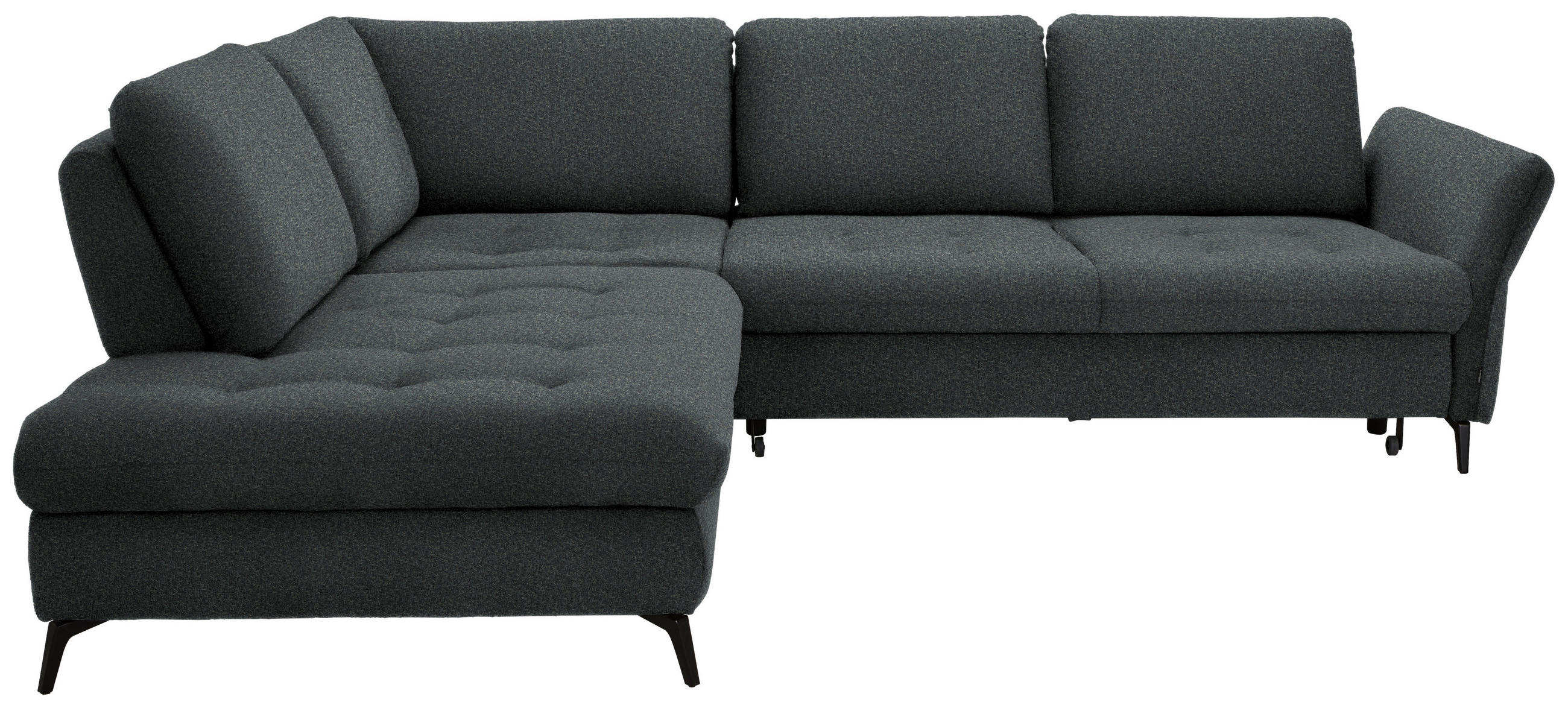ECKSOFA Dunkelgrau Struktur  - Dunkelgrau/Schwarz, Natur, Textil/Metall (233/288cm) - Valnatura