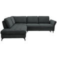 ECKSOFA in Struktur Dunkelgrau  - Dunkelgrau/Schwarz, Natur, Textil/Metall (233/288cm) - Valnatura