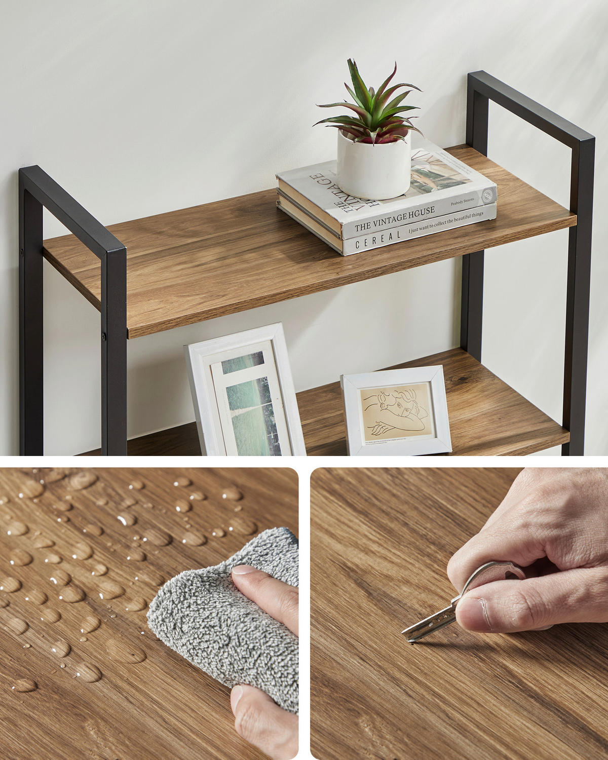 REGÁL, čierna, farba vlašského orecha, oceľ, 80/186/30 cm - čierna/farba vlašského orecha, Basics, kov/kompozitné drevo (80/186/30cm) - Boxxx