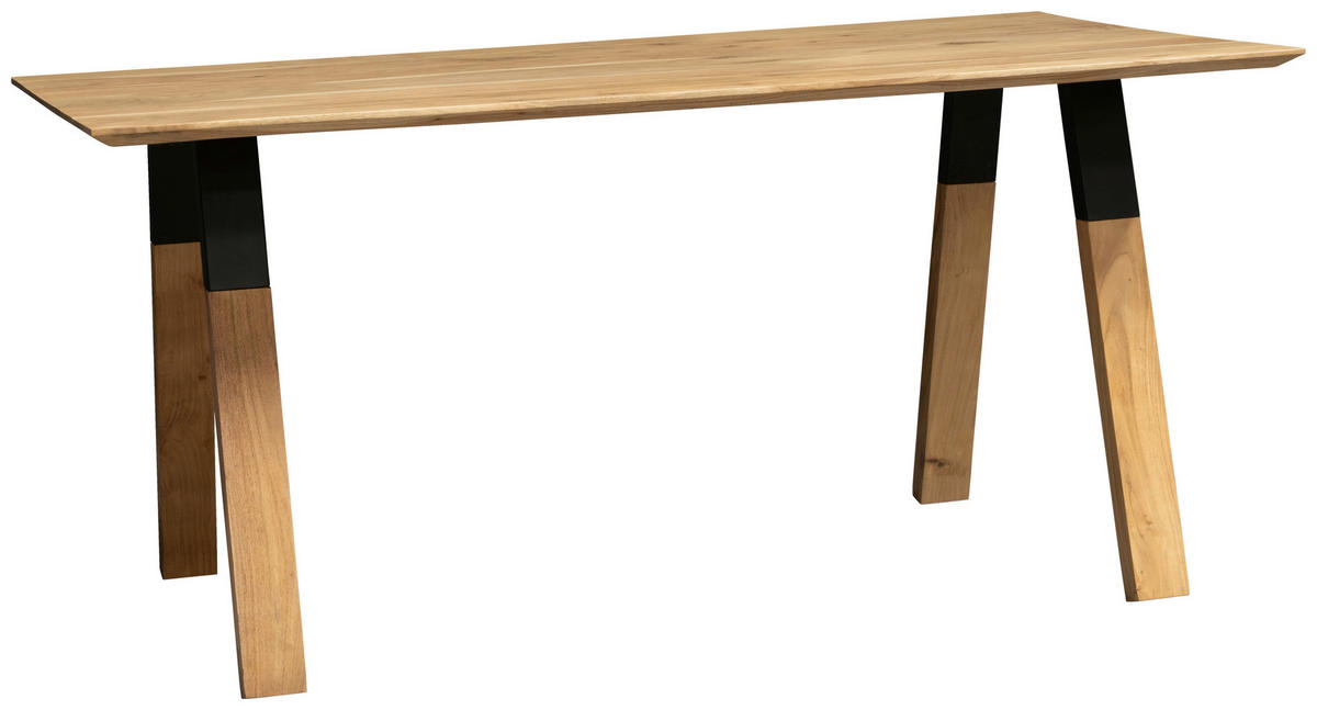 ESSTISCH in Holz, Metall 160/76/90 cm  - Schwarz/Naturfarben, MODERN, Holz/Metall (160/76/90cm) - Livetastic