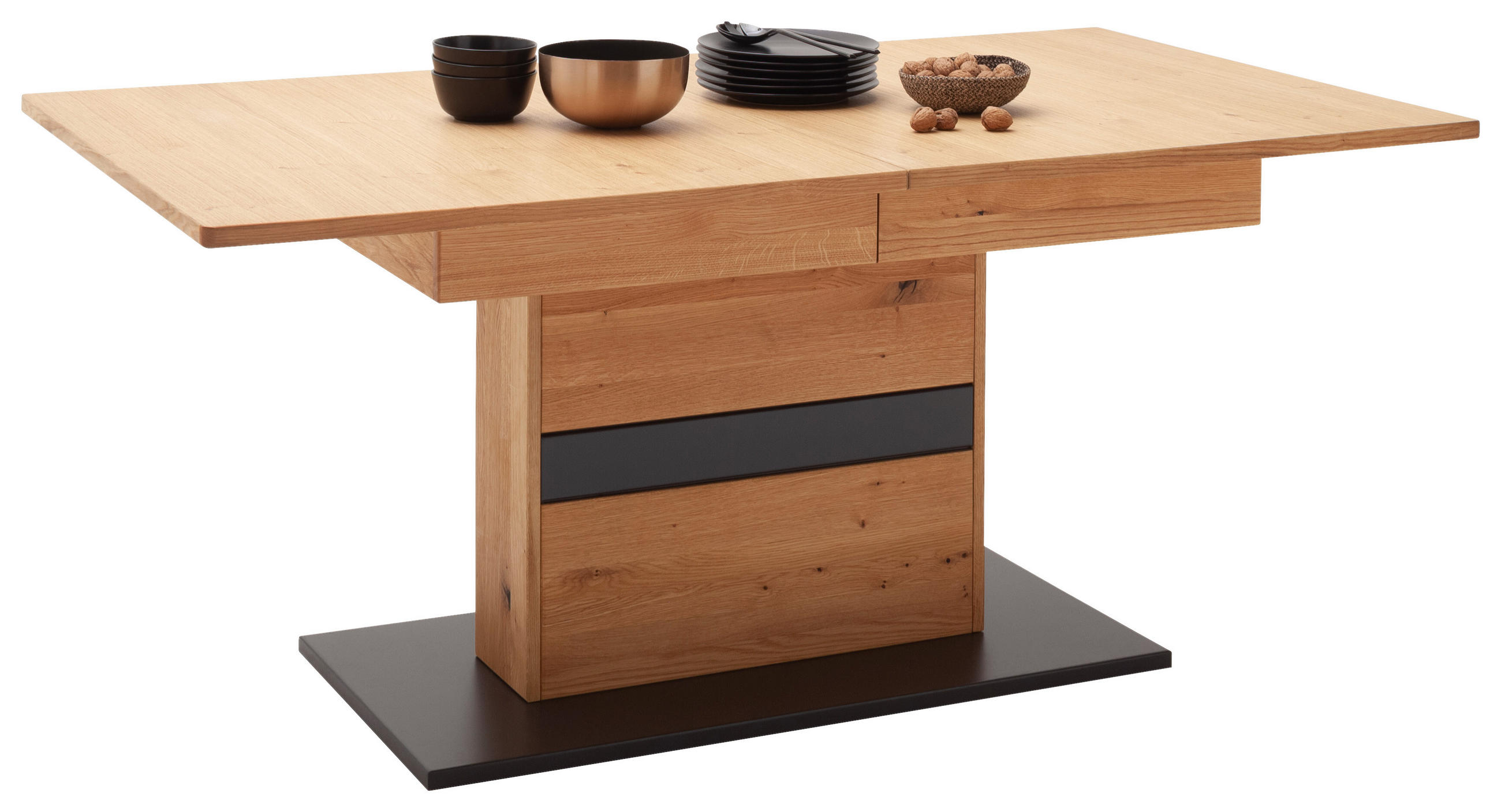 ESSTISCH in Holz, Holzwerkstoff, Metall 180-230/100/77 cm  - Wildeiche/Anthrazit, Natur, Holz/Holzwerkstoff (180-230/100/77cm) - Linea Natura
