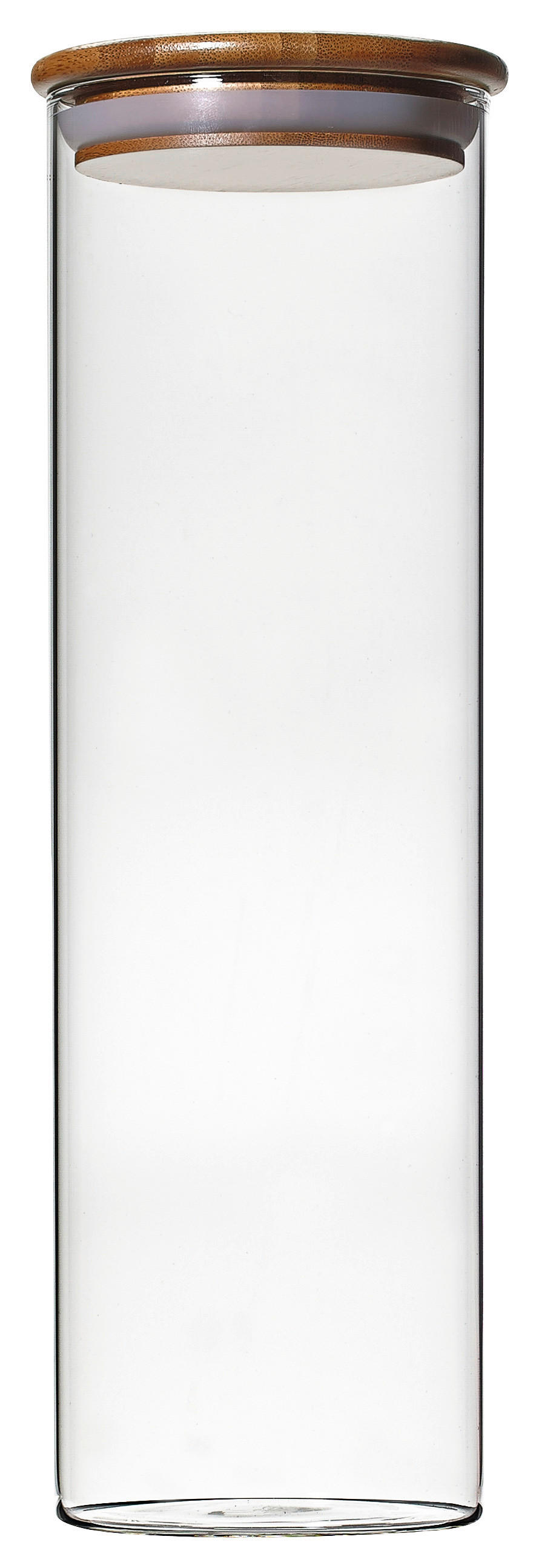 POSODA ZA SHRANJEVANJE        9,5/31 cm      - svetlo rjava/prozorno, Basics, steklo/les (9,5/31cm) - Homeware Profession.