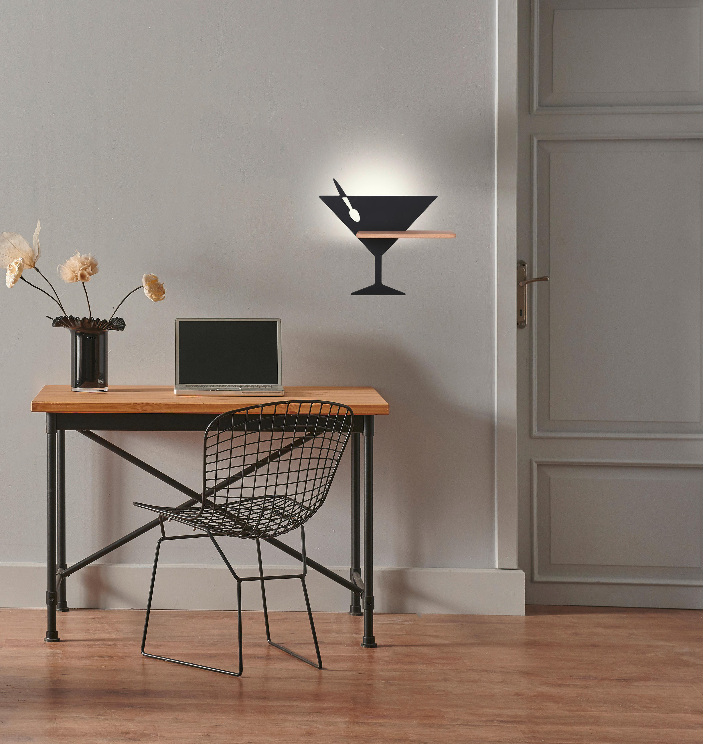 LED VÄGGLAMPA Piccolo 37.5/12/33 cm   - svart, Basics, metall/trämaterial (37.5/12/33cm)