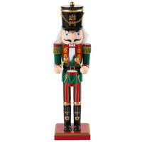 NUSSKNACKERFIGUR  - Rot/Goldfarben, LIFESTYLE, Holz/Holzwerkstoff (8,5/30,5cm) - X-Mas