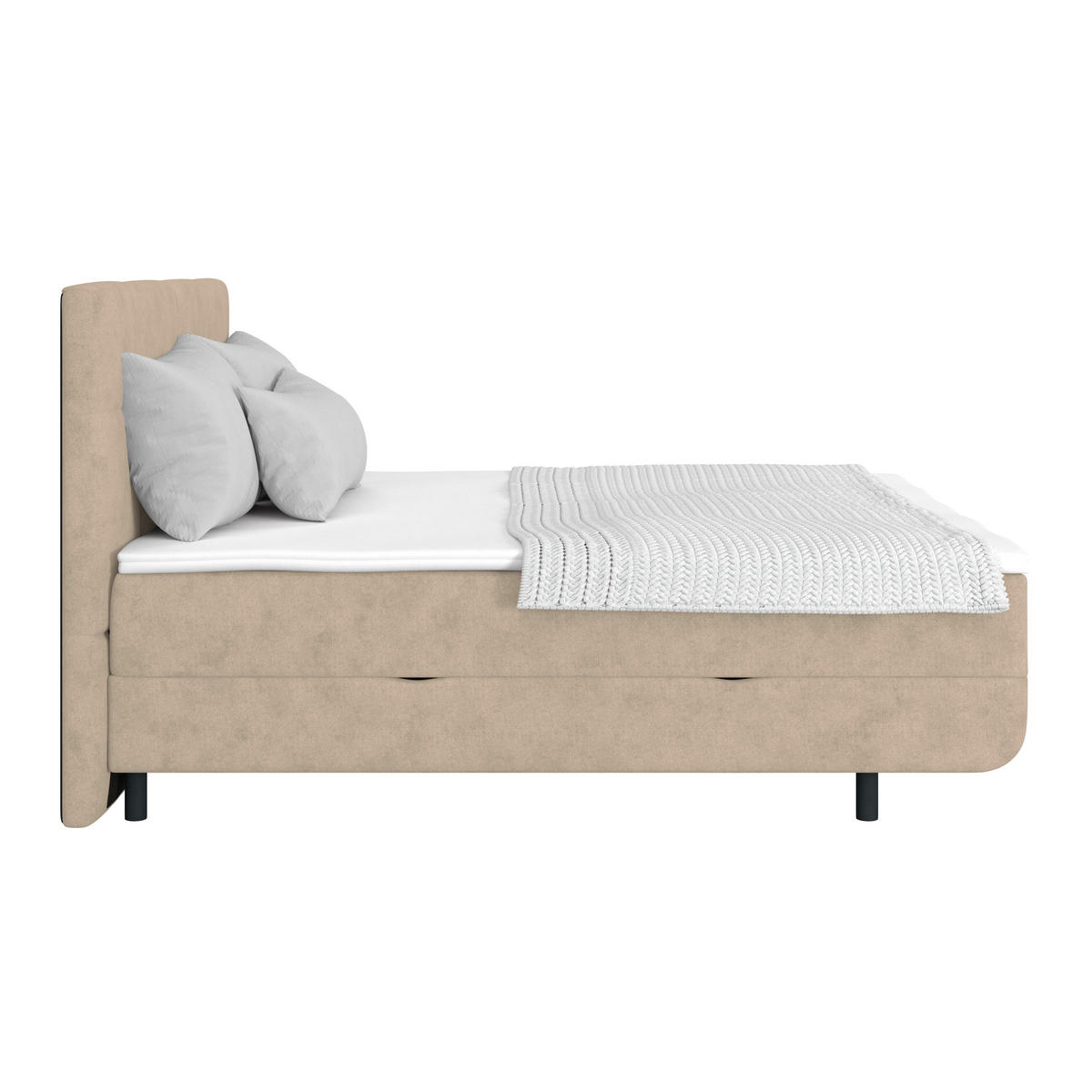 POLSTERBETT Bettkasten, Topper 160/200 cm  in Beige  - Beige/Schwarz, MODERN, Kunststoff/Textil (160/200cm) - MID.YOU