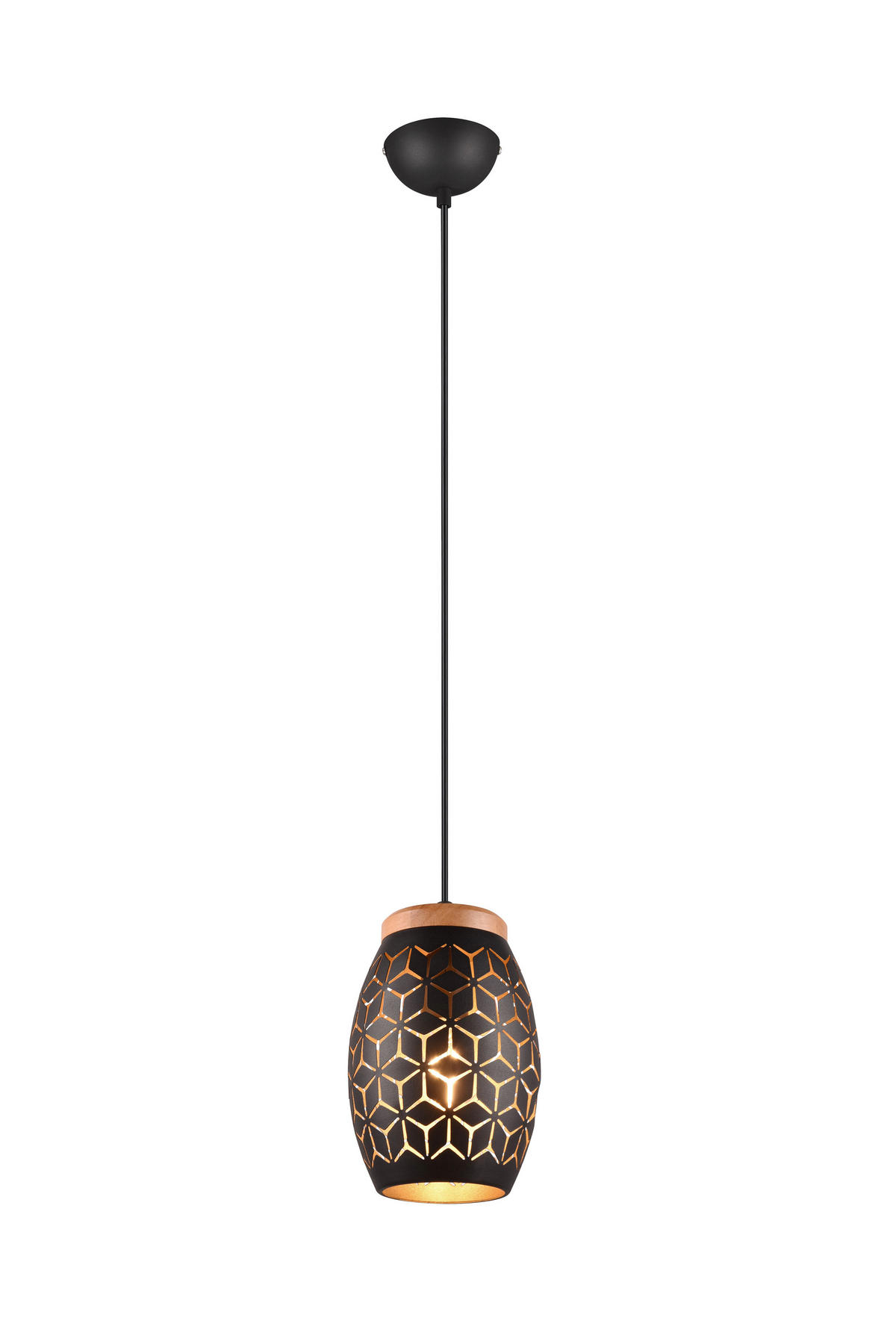 PENDELLEUCHTE Bidar 15/150 cm   - Goldfarben/Schwarz, KONVENTIONELL, Holz/Metall (15/150cm)