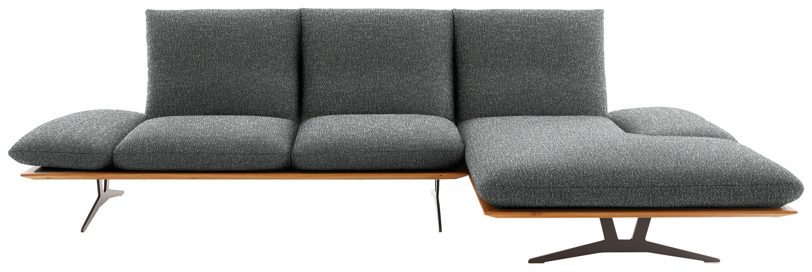 ECKSOFA in Flachgewebe Graubraun  - Graubraun/Schwarz, Design, Holz/Textil (314/159cm) - Dieter Knoll