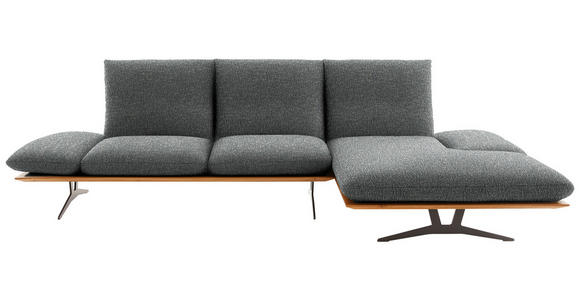 ECKSOFA in Flachgewebe Graubraun 314/159 cm - Graubraun/Schwarz, Design, Holz/Textil (314/159cm) - Dieter Knoll