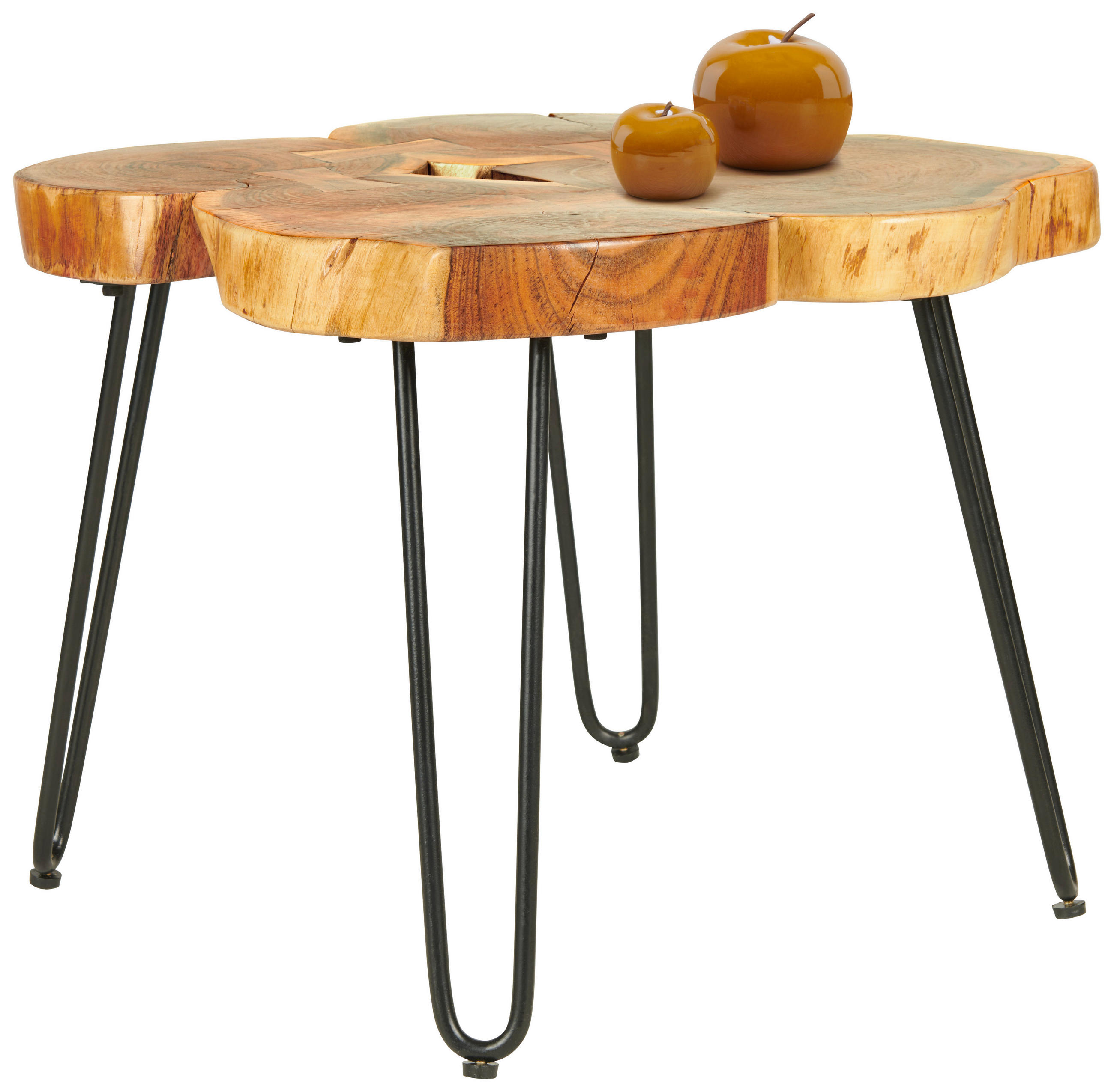 BEISTELLTISCH 60/60/45 cm Akazie vollmassiv Schwarz, Akaziefarben Freiform  - Schwarz/Akaziefarben, Design, Holz/Metall (60/60/45cm) - Landscape