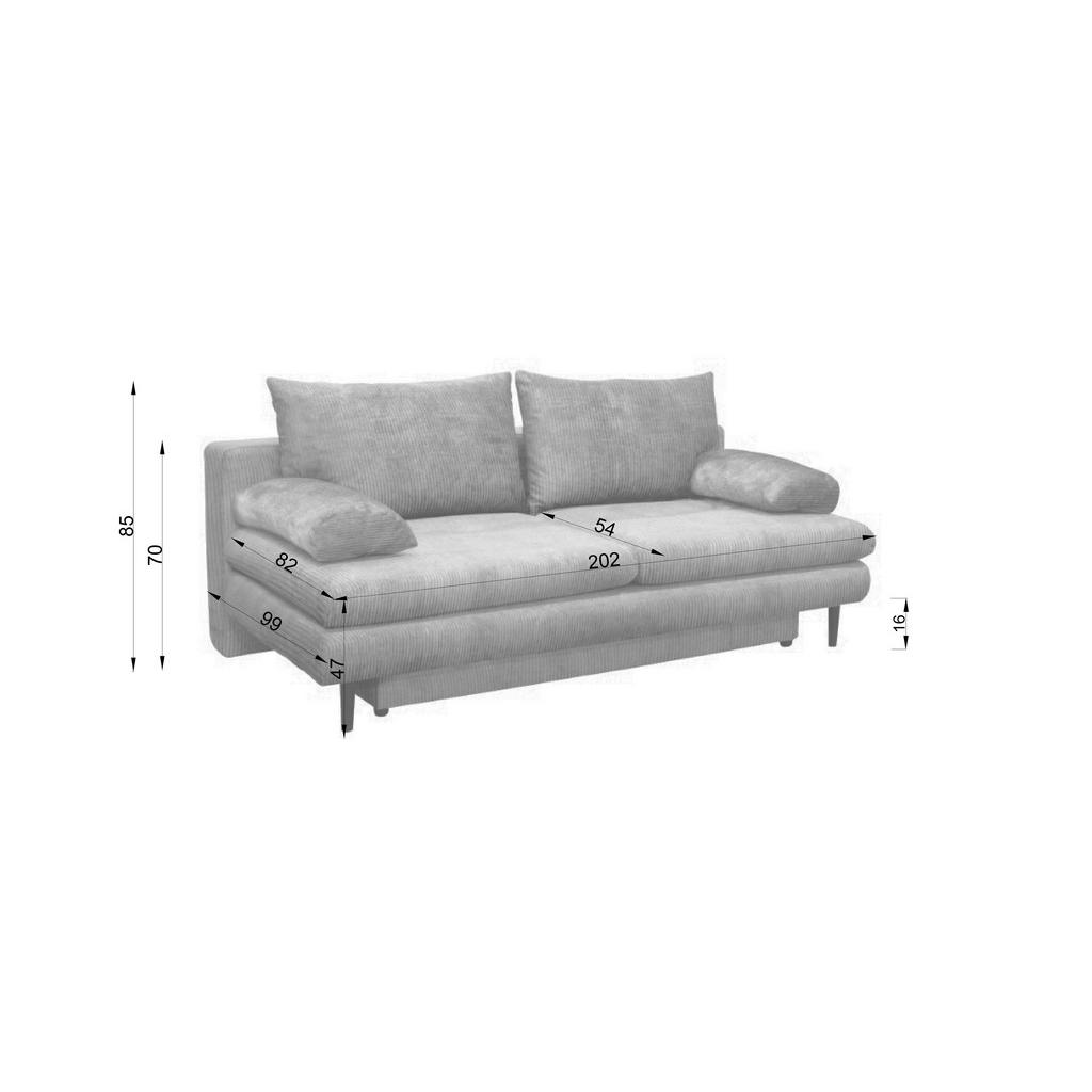 Thumbnail - P & B Schlafsofa, Dunkelgrau, Textil, 2-Sitzer, Füllung: Schaumstoff, 202x85x99 cm, Wohnzimmer, Sofas & Couches, Schlafs...