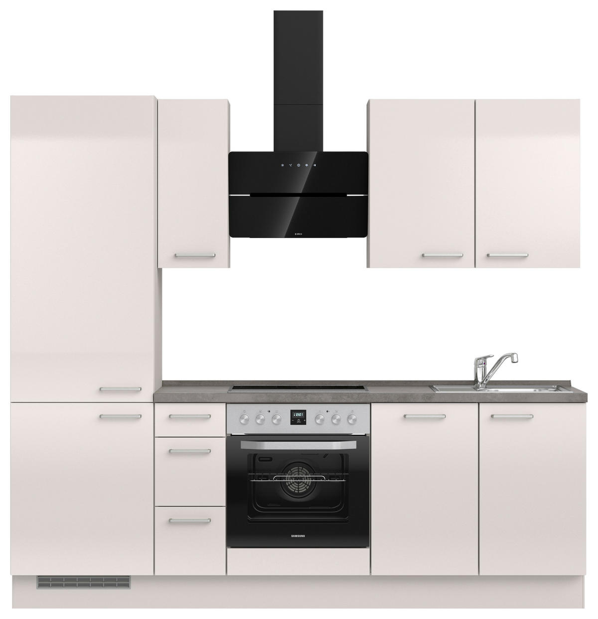 KÜCHENBLOCK Flash 240 cm  in Schieferfarben, Hellgrau  - Schieferfarben/Edelstahlfarben, MODERN, Holzwerkstoff/Metall (240cm) - Nobilia