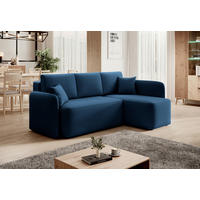 ECKSOFA Plüsch Blau  - Blau/Schwarz, Design, Kunststoff/Textil (206/150cm) - MID.YOU