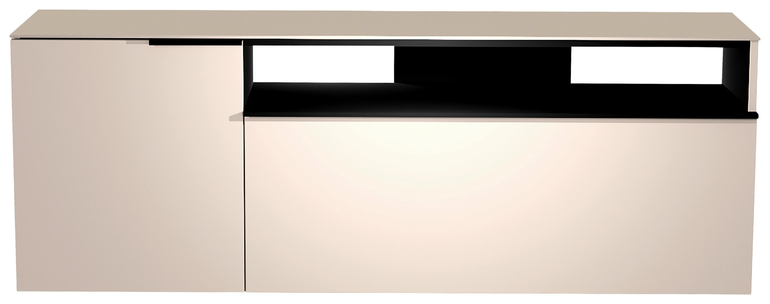 LOWBOARD  in 160/56/45 cm  - Sandfarben/Schwarz, Design, Glas/Holzwerkstoff (160/56/45cm) - Moderano