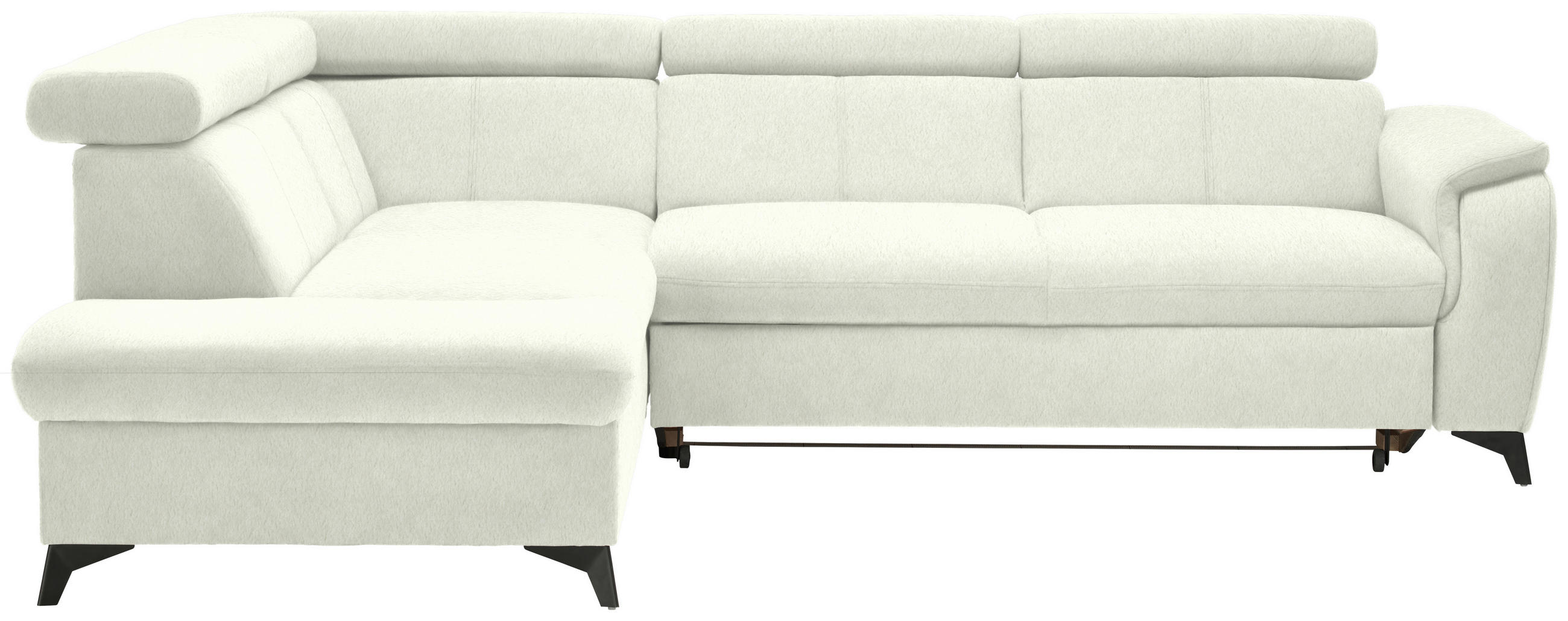 ECKSOFA in Teddystoff Weiss  - Weiss/Schwarz, Design, Textil/Metall (203/260cm) - Stylife