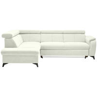 ECKSOFA in Teddystoff Weiss  - Weiss/Schwarz, Design, Textil/Metall (203/260cm) - Stylife