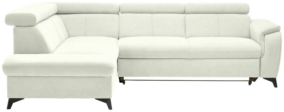 ECKSOFA in Teddystoff Weiss  - Weiss/Schwarz, Design, Textil/Metall (203/260cm) - Stylife