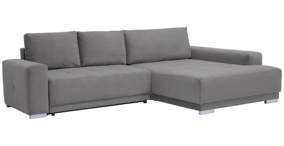 ECKSOFA inkl. Funktionen in Flachgewebe Hellgrau  - Silberfarben/Hellgrau, Design, Holz/Textil (293/195cm) - Cantus