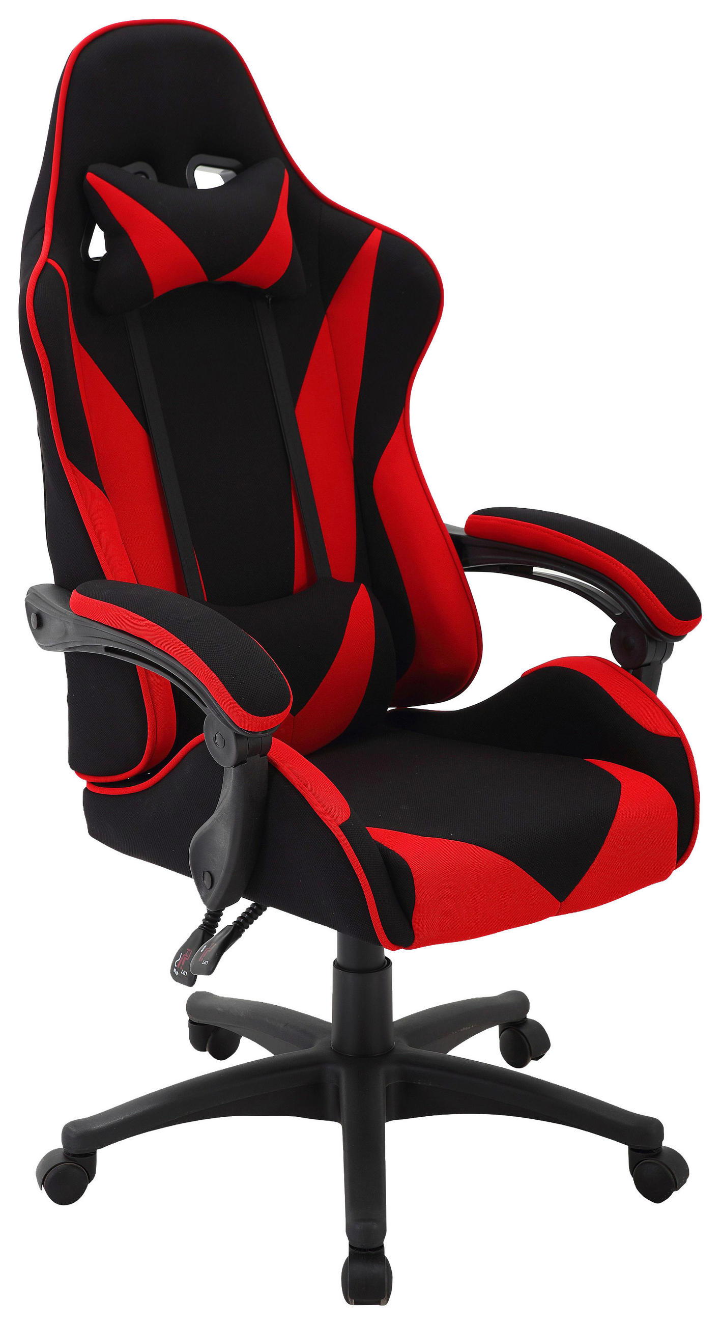 GAMING STOLICA crvena, crna metal, plastika, tekstil - crvena/crna, Design, metal/tekstil (65/132/67cm) - Xora