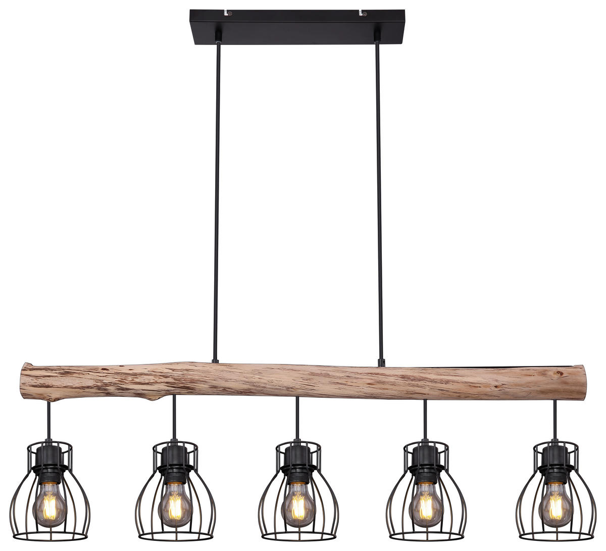 HÄNGELEUCHTE 104/13,6/140 cm    - Schwarz/Naturfarben, Basics, Holz/Metall (104/13,6/140cm) - Globo