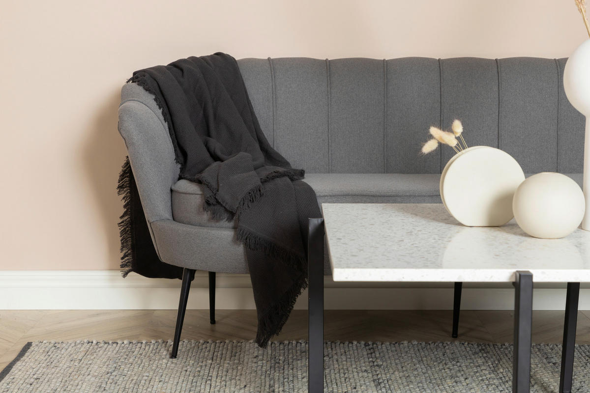 2-SITZER-SOFA Textilgeflecht Schwarz, Dunkelgrau  - Dunkelgrau/Schwarz, Design, Textil/Metall (180/78.5/78cm) - Livetastic
