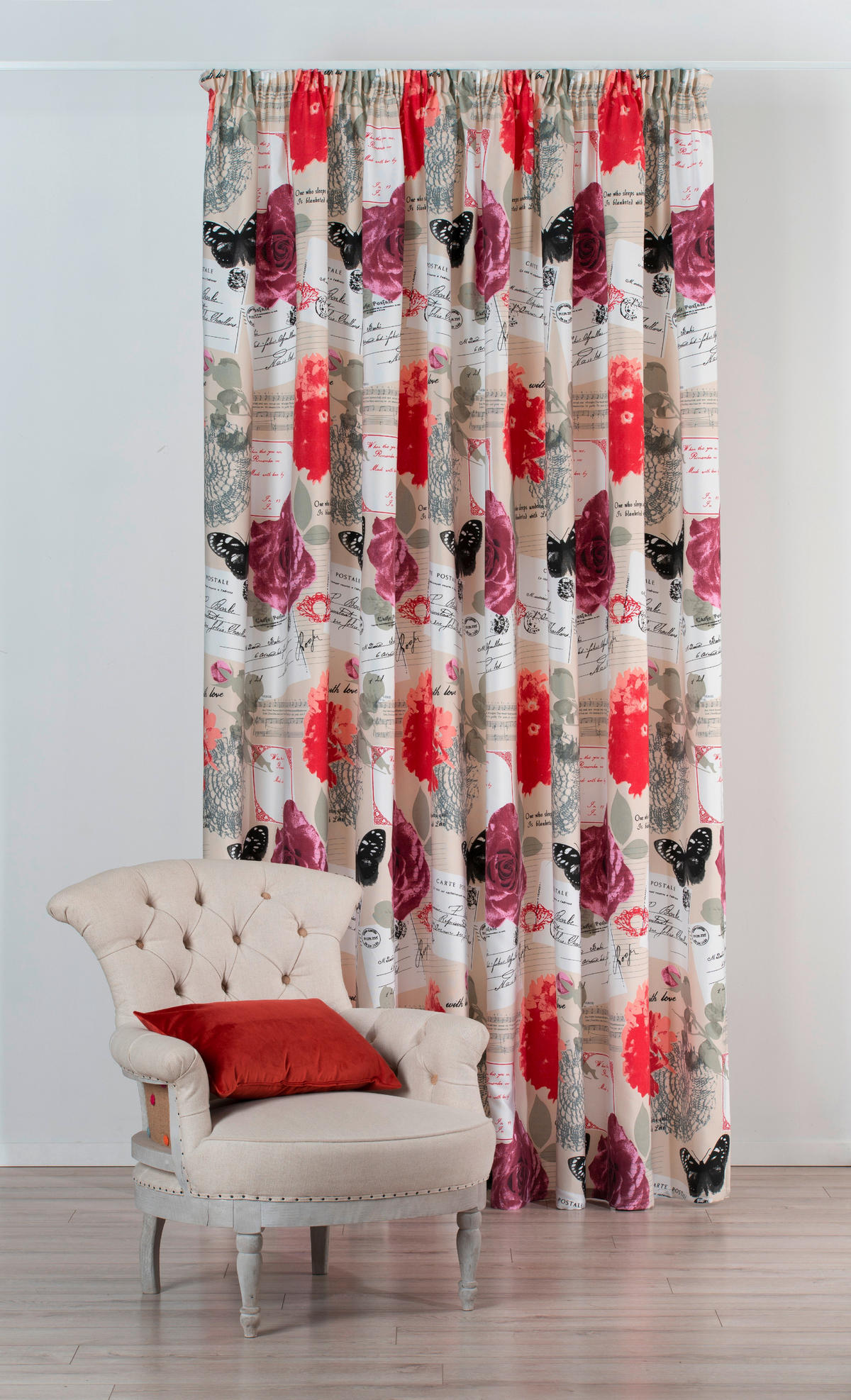 DRAPERIE CONFECȚIONATĂ semitransparent  - roșu, Basics, textil (210/245cm)