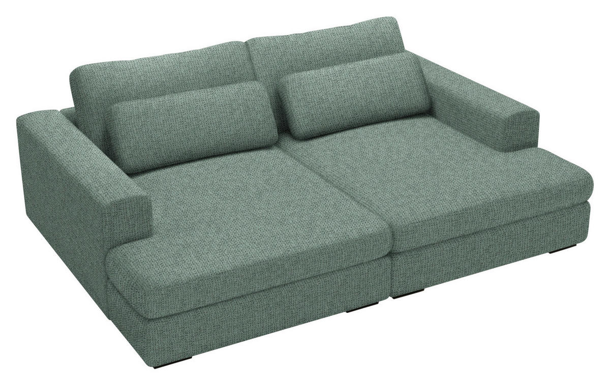 BIGSOFA in Chenille Grün  - Schwarz/Grün, Design, Textil (223/80/158cm) - Lomoco