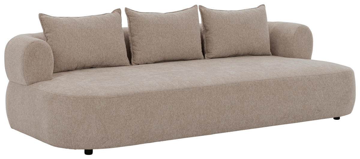 BIGSOFA in Chenille Hellbraun  - Hellbraun/Schwarz, Design, Kunststoff/Textil (240/76/122cm) - Livetastic