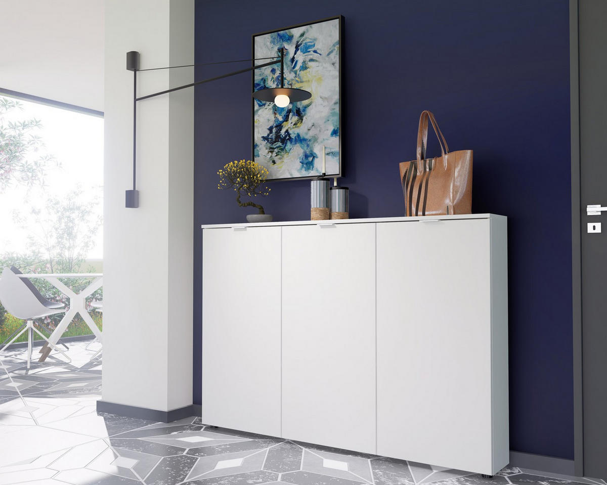 SCHUHSCHRANK Weiß  - Schwarz/Weiß, Design, Holzwerkstoff/Metall (100/103/22cm) - Livetastic