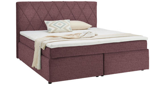 BOXSPRINGBETT 180/200 cm in Beere - Beere/Schwarz, Design, Kunststoff/Textil (180/200cm) - Xora