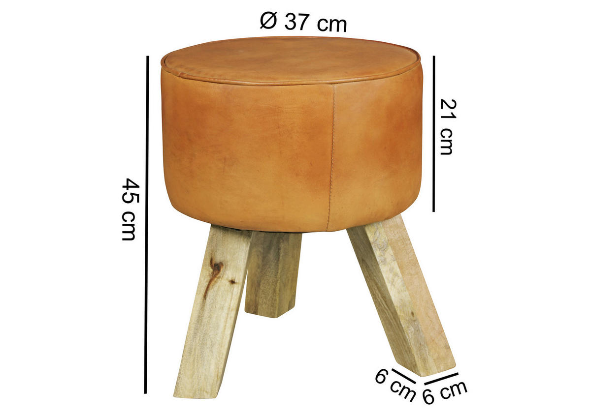 TABURE, usnje rjava  - rjava, Natur, les/usnje (37/45/37cm) - MID.YOU
