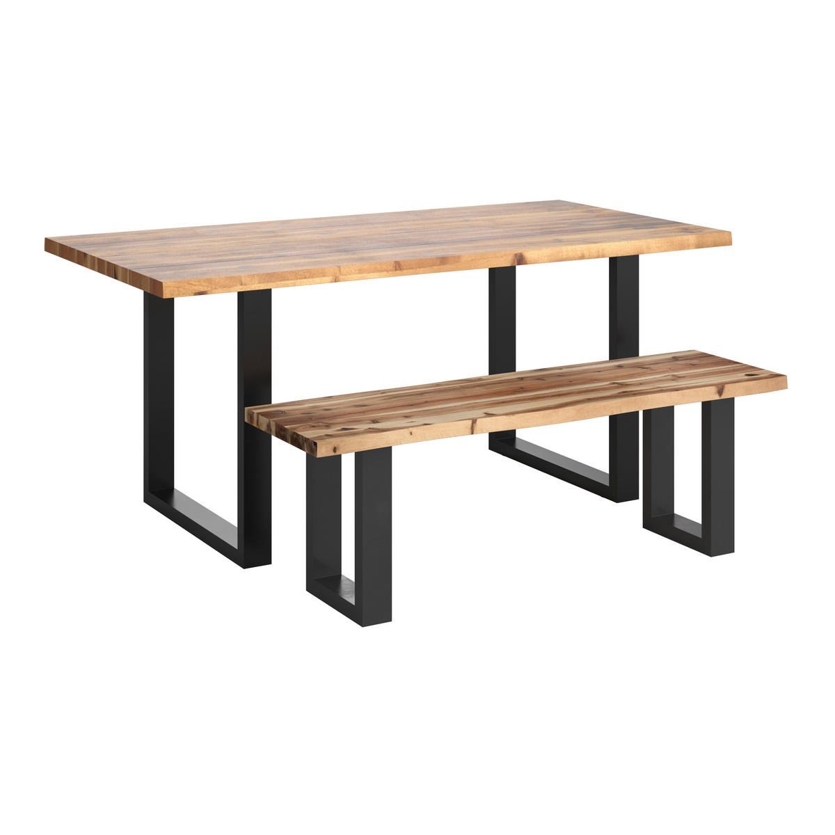 MASĂ PENTRU GRĂDINĂ 140/80/76 cm   - negru/culoare lemn acacia, Konventionell, metal/lemn (140/80/76cm) - Ambia Garden