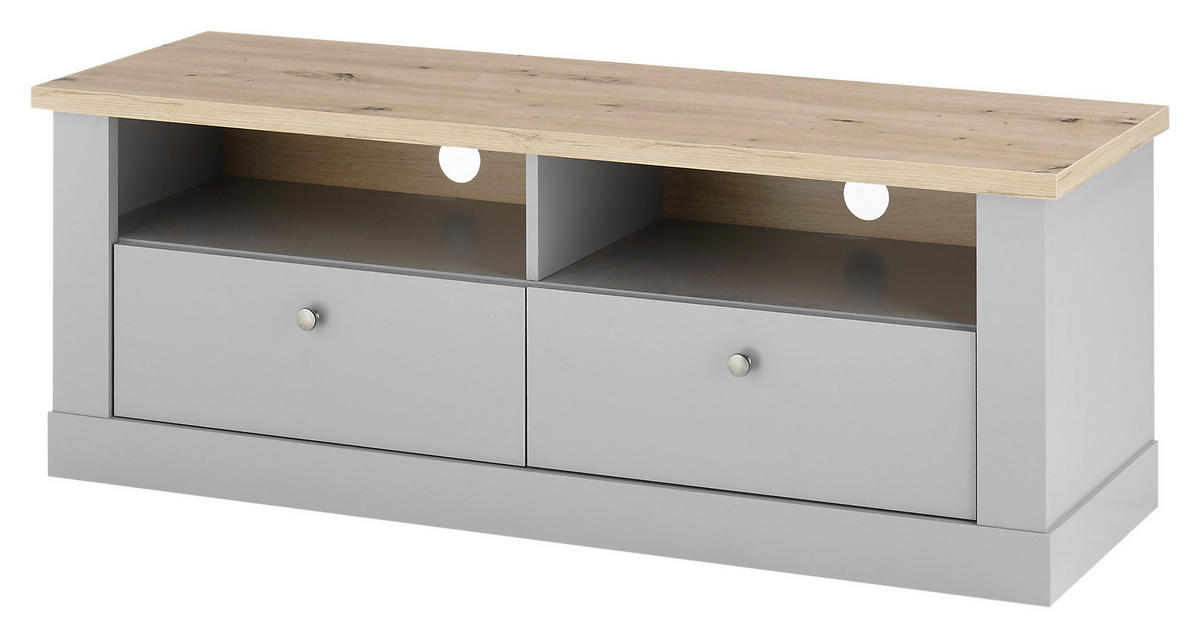LOWBOARD  in 132/48/44 cm  - Eichefarben/Silberfarben, Design, Holzwerkstoff/Metall (132/48/44cm) - MID.YOU