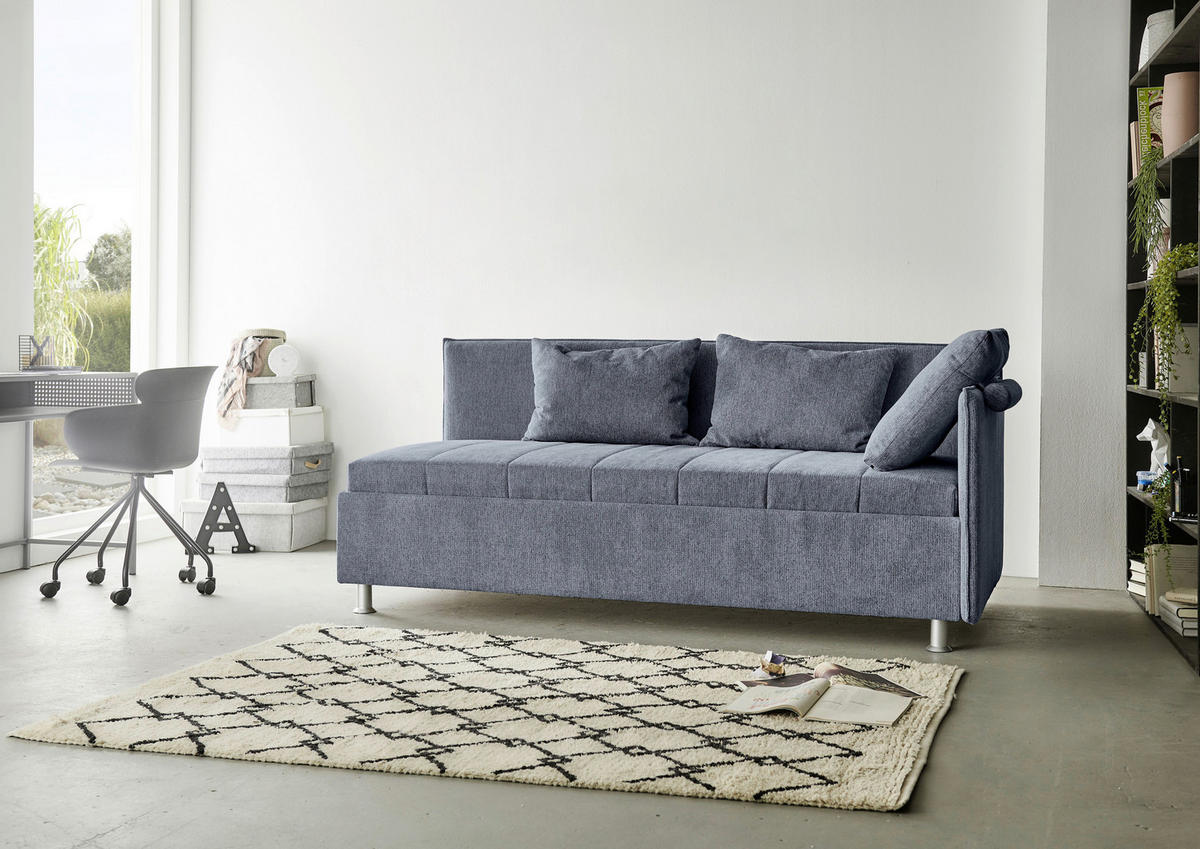 POLSTERLIEGE in Flachgewebe Graublau  - Weiss/Graublau, Konventionell, Holz/Holzwerkstoff (90/200cm) - Beldomo Style