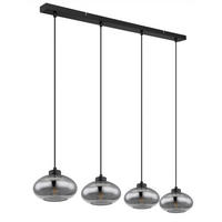 HÄNGELEUCHTE 96/18/120 cm  - Schwarz/Grau, Basics, Glas/Kunststoff (96/18/120cm) - Globo