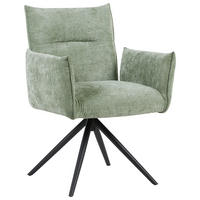 ARMLEHNSTUHL  Sitzfläche 360° drehbar, automatische Rückholfunktion Leinenoptik  - Schwarz/Grün, Design, Textil/Metall (67/86/62cm) - Stylife