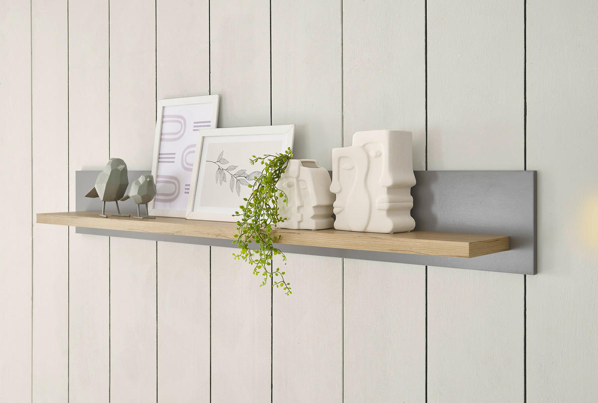 WANDBOARD Holzwerkstoff Eichefarben, Hellgrau  - Eichefarben/Hellgrau, Design, Holzwerkstoff (150/20/19cm) - MID.YOU